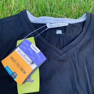 Smartwool Base Layer V-Neck Black Long-sleeve Top